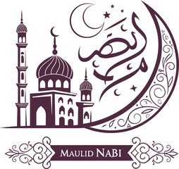 maulid nabi mosque crescent moon islamic design