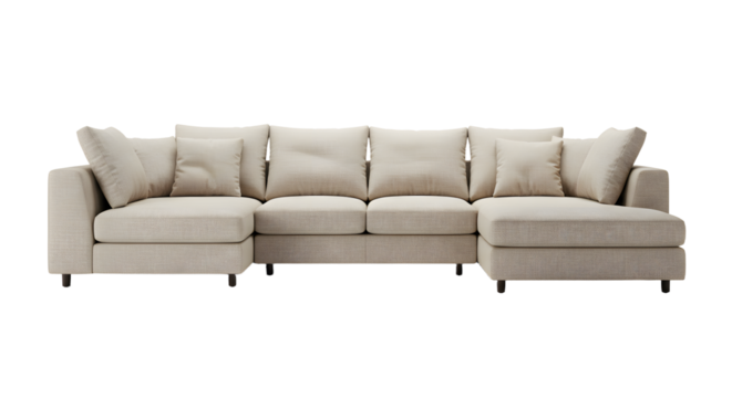 Elegant Neutral-Colored Sectional Sofa for Modern Living Room Decor