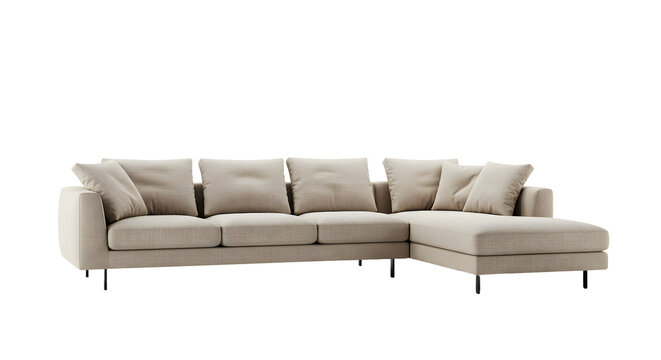 Modern Beige Sofa with Cushions for Living Room Interior Decor