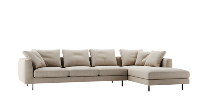 Modern Beige Sofa with Cushions for Living Room Interior Decor