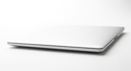 Closed White Laptop Computer on White Background