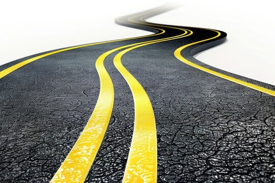 Road asphalt yellow lines.