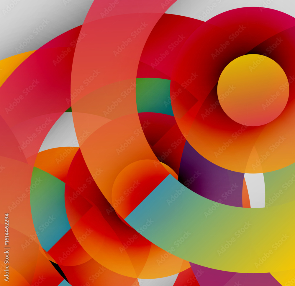 Poster abstract composition. overlapping circles, vibrant colors create dynamic visual experience. modern d