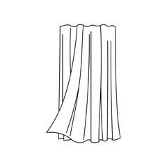 Illustration of a flowing drape with vertical folds and a portion pulled to the side creating depth