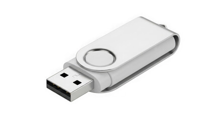 Silver usb flash drive data storage isolated on transparent background
