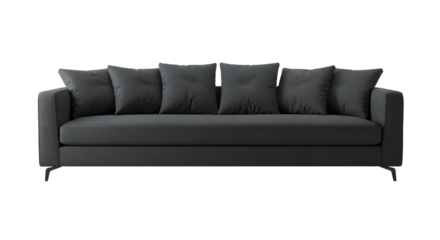 Modern Gray Sofa with Multiple Cushions for Living Room Decor