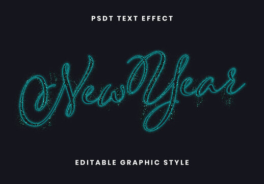 Blue Elegant Neon Script Font Cursive Sparkle Festive Text Effect
