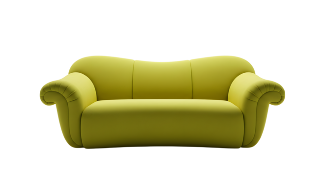 Modern Green Sofa in Living Room Interior - Comfortable Upholstered Couch for Home Decor