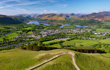 S.W. from Latrigg over Keswick town and Derwentwater to Borrowdale in the Lake District. Rust...