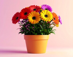 Colorful flower bouquet in terracotta pot (1)