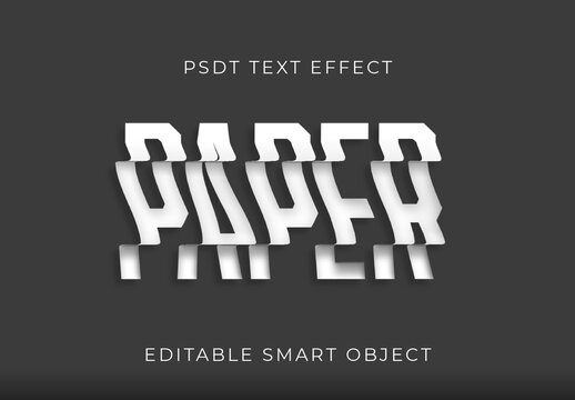 White Cutting Paper Font Fold 3D Shadow Text Effect