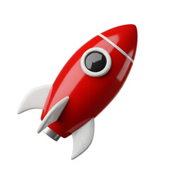 Fototapeta premium Bold red rocket launching into the future, symbolizing innovation, progress, and ambitious new ventures with vibrant energy