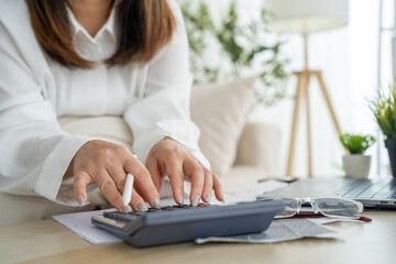 Human use calculator and calculate bills and paying bill, credit card, tax and vat, payment,...