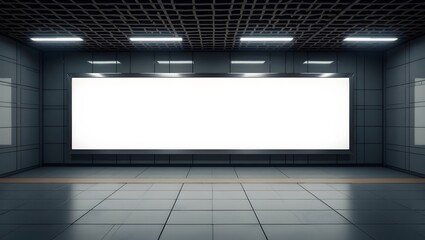 Commercial Display Mockup: Blank Billboard in Modern Subway Places