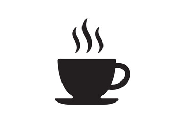 Coffee cup with steam silhouette vector art illustration on white background