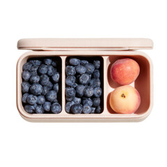 Light pink lunchbox with fresh fruit
