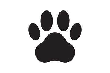 Dog paw print silhouette vector art illustration on white background
