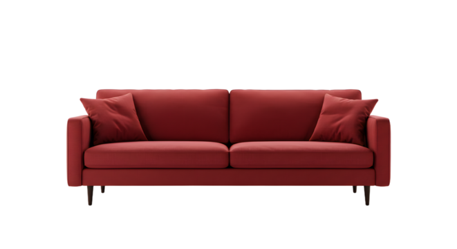 Modern Red Sofa with Cushions for Living Room Interior Decor