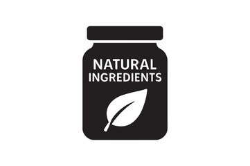 Natural ingredients jar silhouette vector art illustration on white background