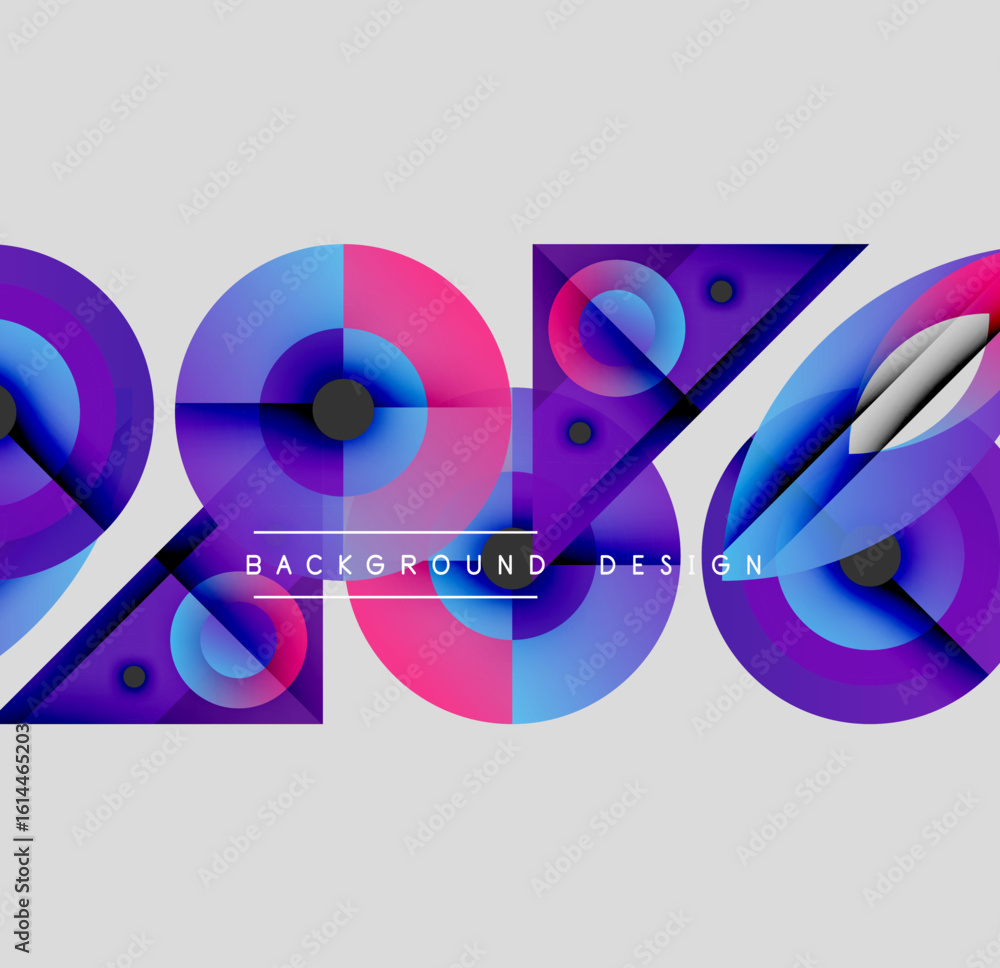 Poster abstract geometric shapes, vibrant colors, dynamic composition. modern design elements create visual