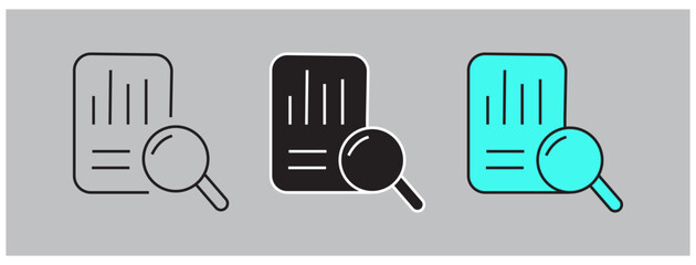 Document Analysis and Data Report Icon Set