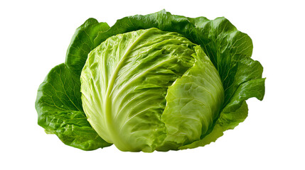 Fototapeta premium Fresh green romaine lettuce head isolated on transparent background