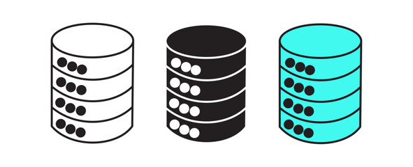 Data Server Rack Icons - Storage, Database & Networking Symbol Set