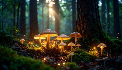 Enchanted glowing mushrooms