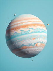 Pastel Jupiter Planet on Light Blue Background