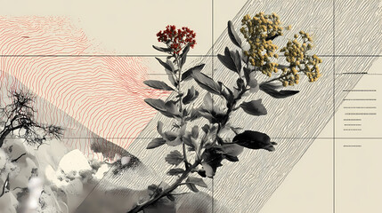 staccato tension across botanical diagram under oxidized atmospheric veil