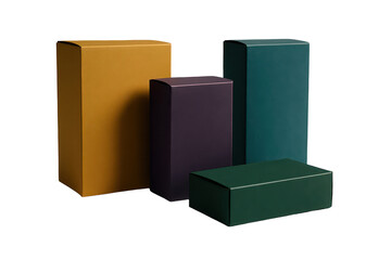 Obraz premium Multicolored cardboard boxes arranged on a dark background.