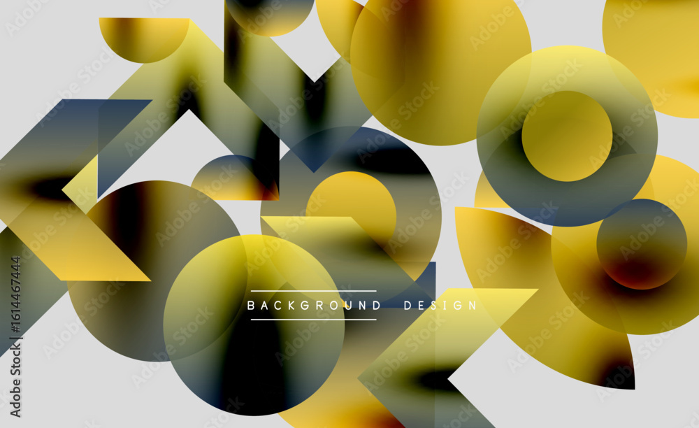 Aufkleber abstract geometric shapes overlap, creating dynamic composition. yellows, blues, grays blend softly.