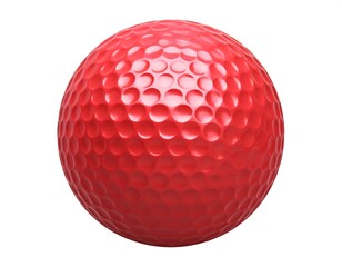 Red golf ball on white background