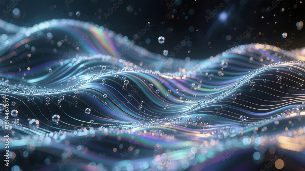 Aufkleber abstract wavy pattern with iridescent colors and sparkling particles