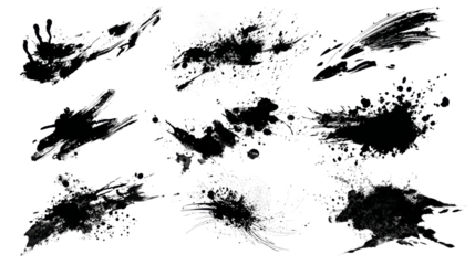 Ink Blots and Splatters Collection Isolated on Transparent Background