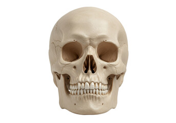 Fototapeta premium Realistic human skull model on a plain background, ideal for educational purposes