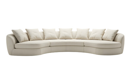 Obraz premium Elegant Cream Curved Sofa with Cushions for Modern Living Room Decor