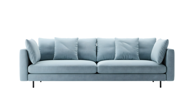 Elegant Light Blue Sofa with Cushions for Modern Living Room Decor