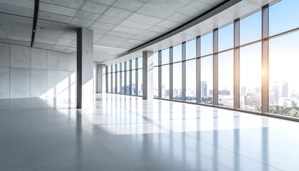 Empty modern office space with city views
