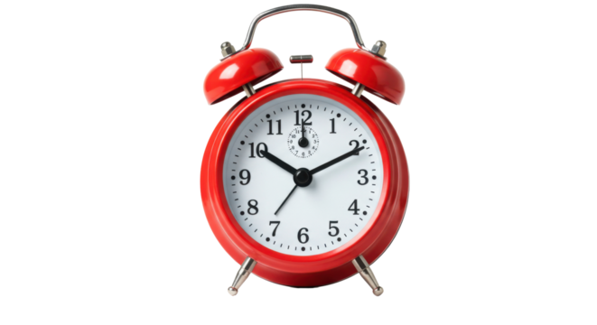 Classic red alarm clock displaying 700 AM on a clean white background