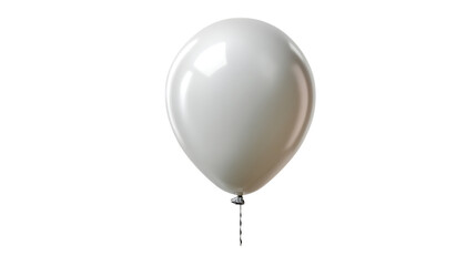 Single white elongated balloon isolated on transparent background