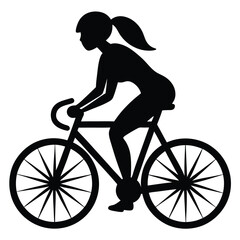 Woman cycling black silhouette bicycle sport