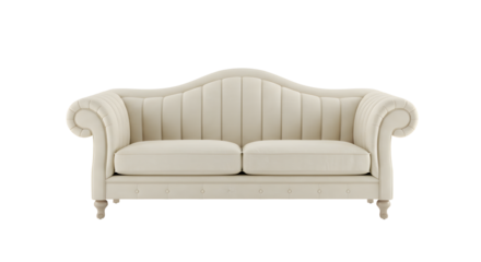 Elegant Vintage White Sofa with Rolled Arms and Tufted Details for Living Room Decor