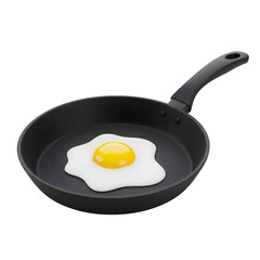 Fried Egg in Frying Pan 3d rendered, isolated on transparent background
