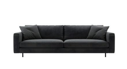 Modern Black Upholstered Sofa with Cushions for Living Room Decor
