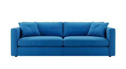 Modern Blue Sofa with Cushions in a Fresh Living Room Setting