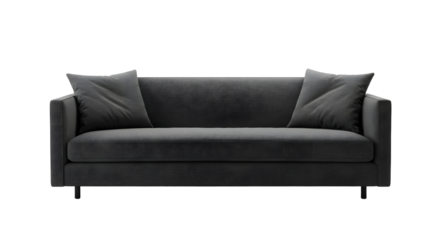 Modern Black Sofa with Throw Pillows for Comfortable Living Room Decor