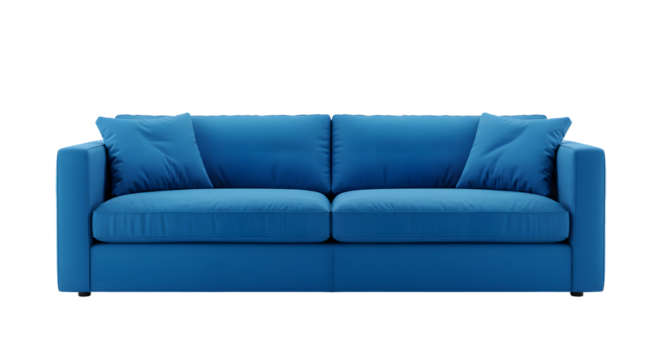 Modern Blue Sofa with Cushions in a Fresh Living Room Setting