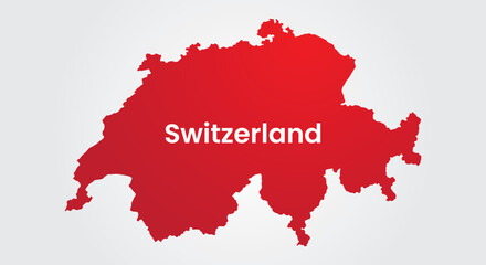 Map of Switzerland in the national flag colors red and white.