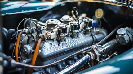 engine of the car from side view